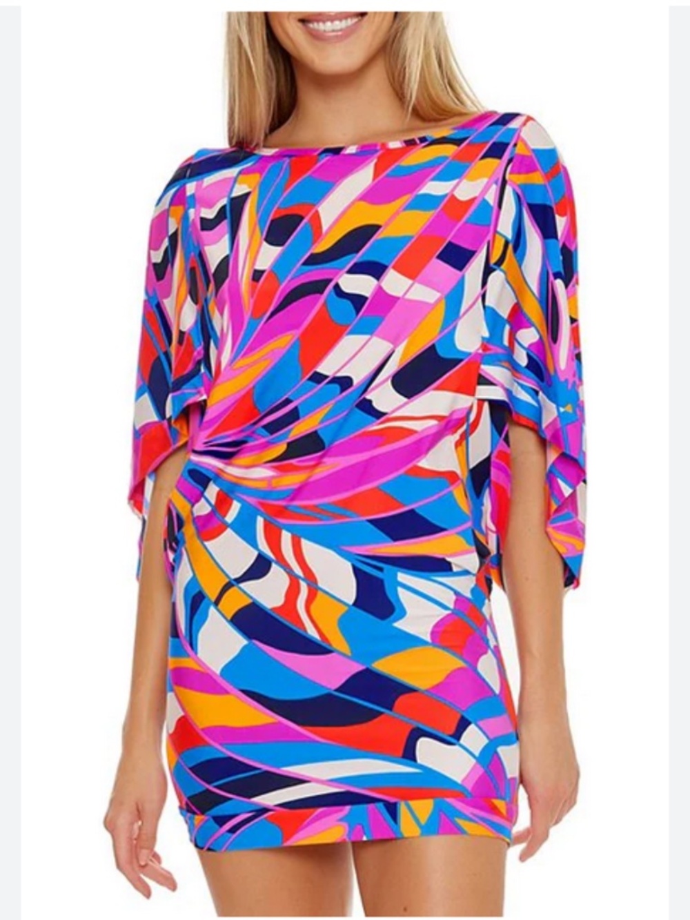 Trina Turk RIO Swim CoverUp Vibrant Iconic Multi Color Tunic Cover Up Stretch